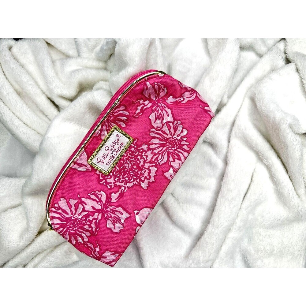 Lilly Pulitzer for Estee Lauder Makeup Bag Cosmetic Pouch Zip Top Pink Floral
